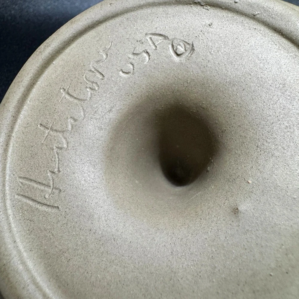 Vintage Hartstone Pottery Apple Baker Stoneware Baking Dish USA Signed Tan